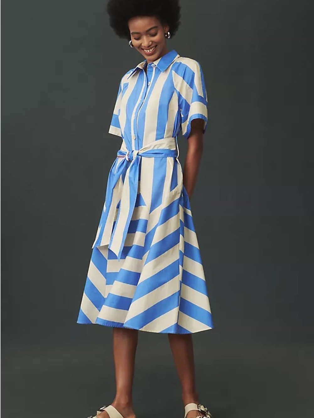 Plenty by Tracy Reese short sleeve tie waist midi dress